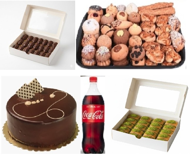 4-6 Kişilik Çikolatalı Yaş Pasta + Kuru Pasta + Fıstıklı Baklava + Ekler Menü Trabzon pasta